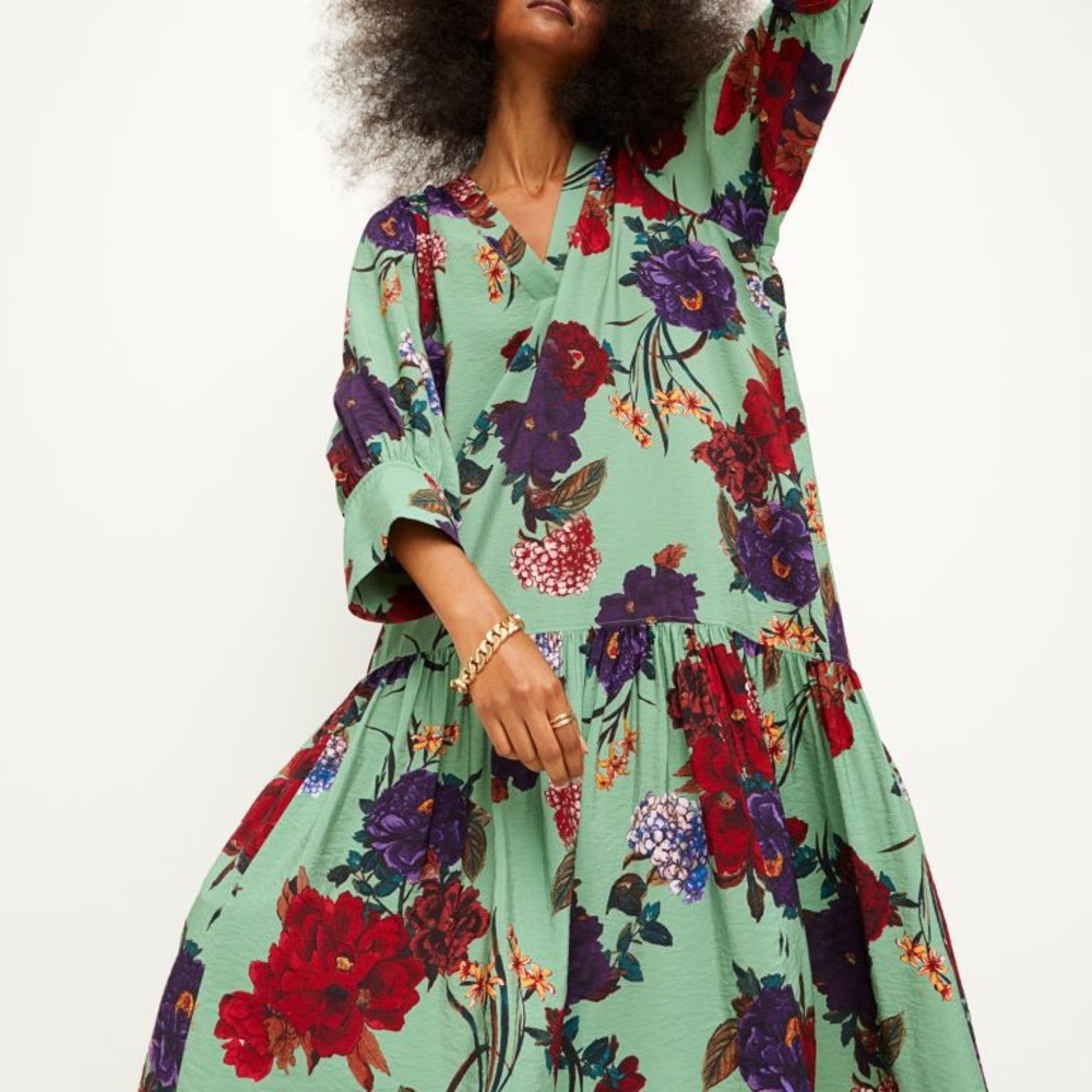 H&M Conscious calf-lenght dress flowers new arrival